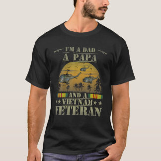 Mens Dad Papa Vietnam Veteran Helicopter UH-1 Huey T-Shirt