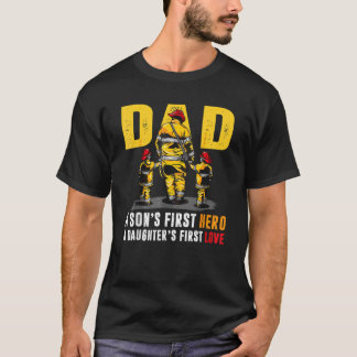Mens Dad Son's First Hero Daughter's First Love Fi T-Shirt