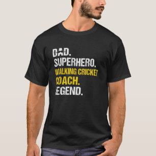 Mens Dad Superhero Walking Cricket Coach Funny T-Shirt