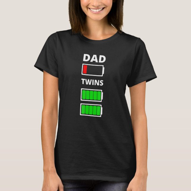 Mens Dad Tired Low Battery Twins Full Charge  Mens T-Shirt (Front)