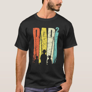 Mens Dad With 2 Daughters Motive For Fishing And F T-Shirt