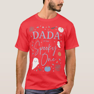 Mens Dada of the Spooky One First Birthday Blue Bo T-Shirt