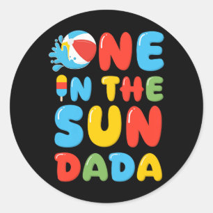 Mens Dada One in The Sun 1st Birthday ol Party Classic Round Sticker