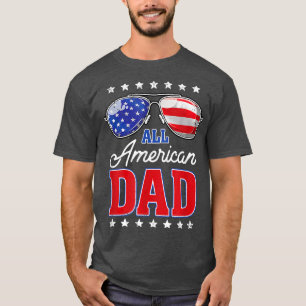 Men's Daddy All American Dad 4th of July Fathers D T-Shirt