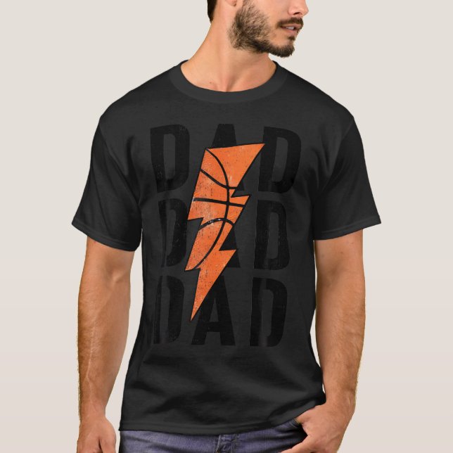 Mens Daddy Basketball Lightning Basketball Dad Gif T-Shirt (Front)