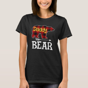 Mens Daddy Bear Red Plaid Buffalo Family Christmas T-Shirt