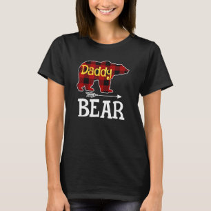 Mens Daddy Bear Red Plaid Buffalo Family Christmas T-Shirt