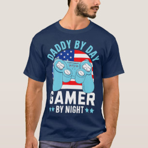 Mens Daddy By Day Gamer By Night Gaming Dad Father T-Shirt