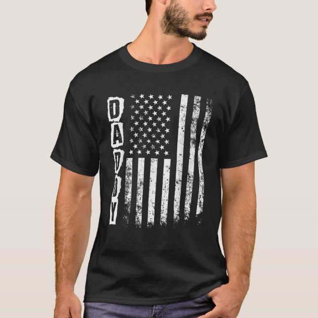 Mens Daddy Gift Father s Day American Flag 4th of  T-Shirt (Front)