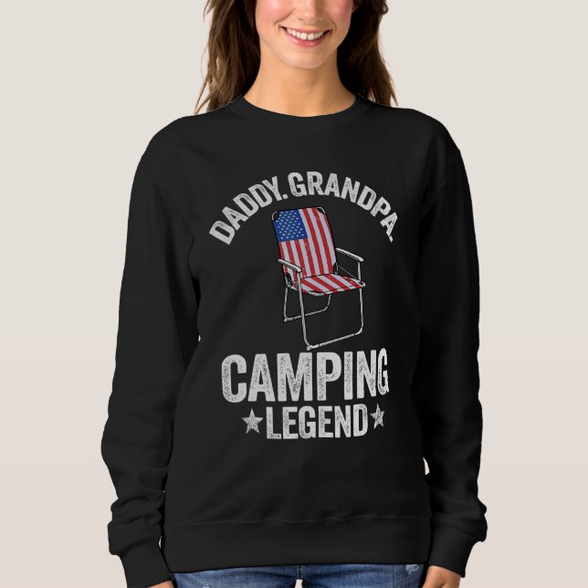 Mens Daddy Grandpa Camping Legend American Flag Ch Sweatshirt (Front)