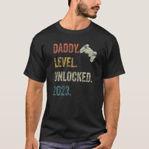Mens Daddy Level Unlocked 2023 Gamer Pregnancy Soo T-Shirt