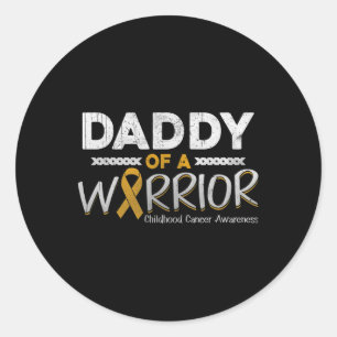 Mens Daddy Of A Warrior Childhood Cancer Awareness Classic Round Sticker