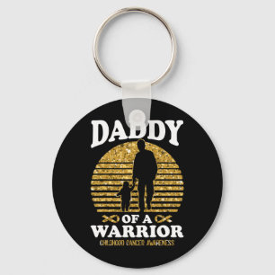 Mens Daddy Of A Warrior Childhood Cancer Awareness Key Ring