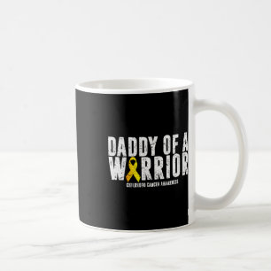 Mens Daddy Of A Warrior Childhood Cancer Dad Ribbo Coffee Mug