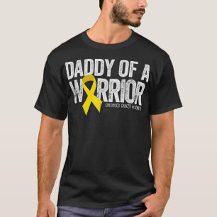 Mens Daddy of a Warrior Childhood Cancer Dad Ribbo T-Shirt