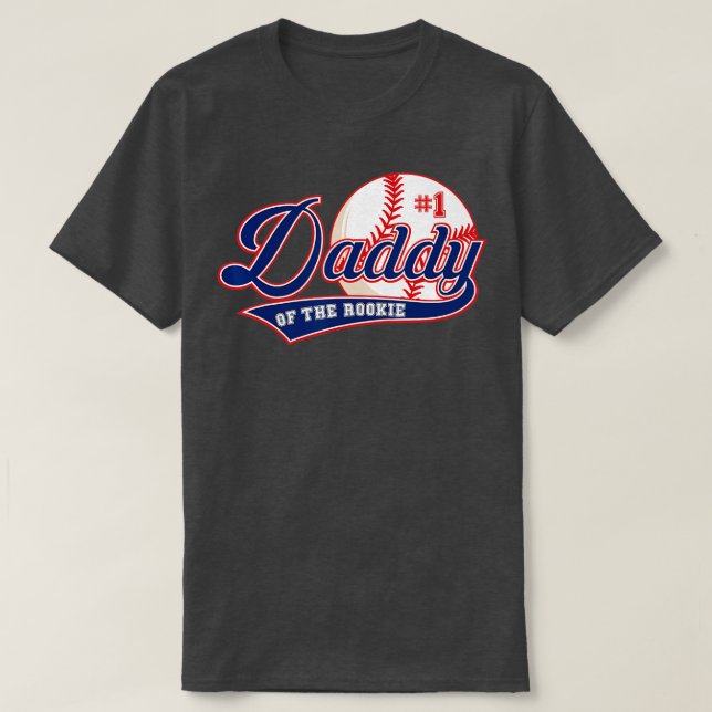 Mens Daddy of Rookie of Year 1st Birthday Baseball T-Shirt (Design Front)