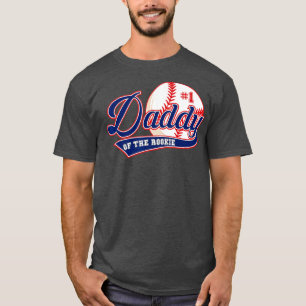 Mens Daddy of Rookie of Year 1st Birthday Baseball T-Shirt