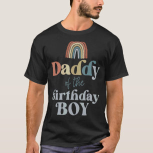 Mens Daddy of the Birthday Boy Boho Rainbow Party T-Shirt