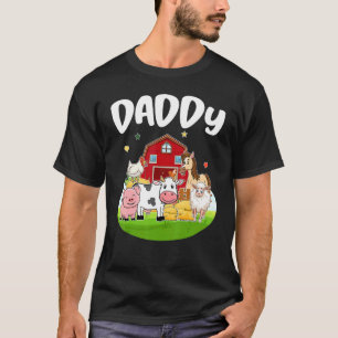 Mens Daddy Of The Birthday Farm Animals Crew Farm  T-Shirt