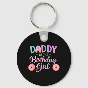 Mens Daddy Of The Birthday Girl Family Doughnut Key Ring