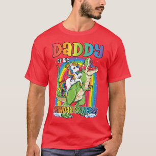 Mens Daddy of the Birthday Princess Bday T Rex Dad T-Shirt