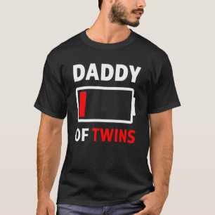 Mens Daddy Of Twins Low Battery Tees Cute Twin Dad