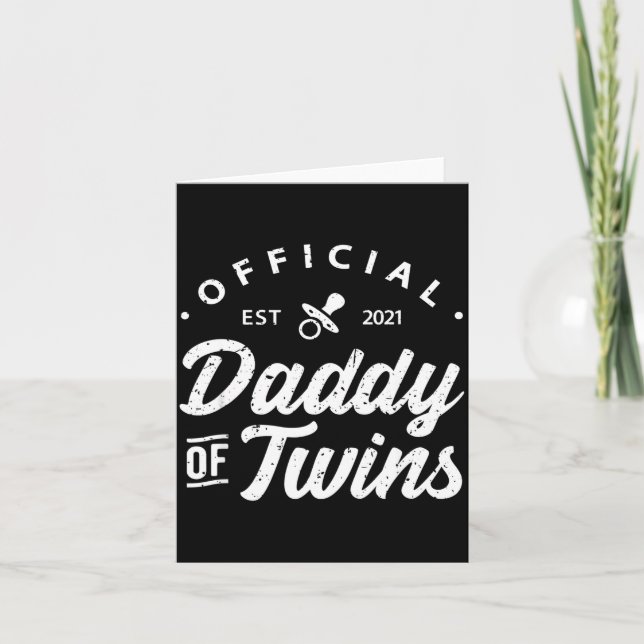 Mens Daddy Of Twins Shirt Funny New Dad To Be Expe Card (Front)
