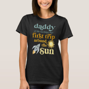 Mens Daddy Outer Space 1st Birthday First Trip Aro T-Shirt