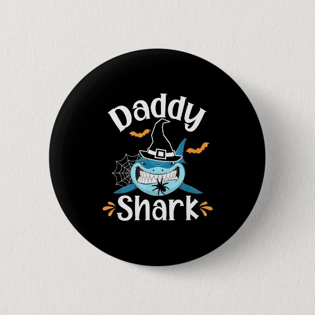 Mens Daddy Shark Funny Halloween Daddy Announcemen 6 Cm Round Badge (Front)