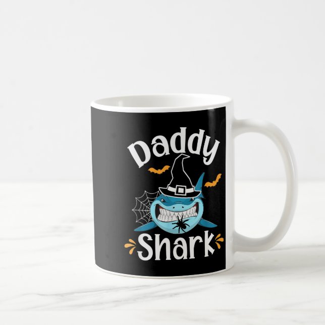 Mens Daddy Shark Funny Halloween Daddy Announcemen Coffee Mug (Right)