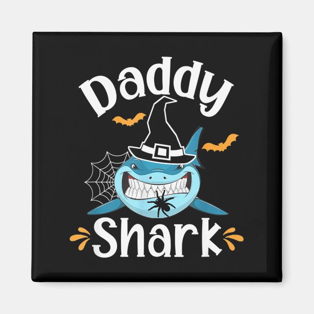 Mens Daddy Shark Funny Halloween Daddy Announcemen Magnet (Front)