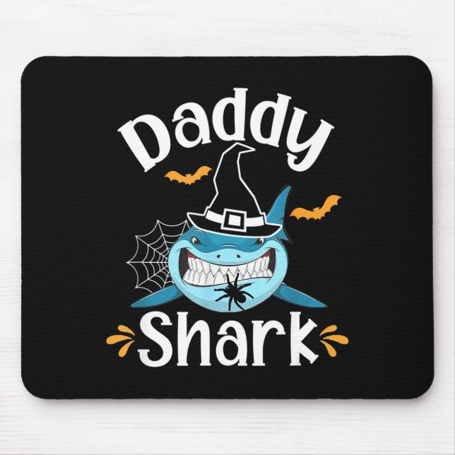 Mens Daddy Shark Funny Halloween Daddy Announcemen Mouse Pad (Front)