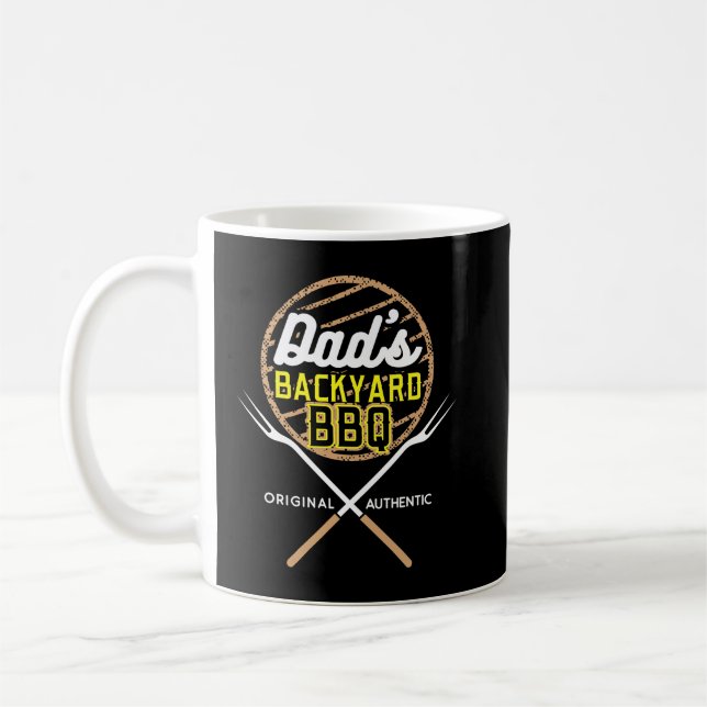 Mens Dads Backyard BBQ Funny Fathers Day Grilling  Coffee Mug (Left)