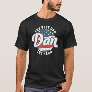 Mens Dan Best Dad Hero US Flag Personalised Father T-Shirt