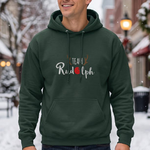 Mens Dark Team Rudolph Christmas Hoodie