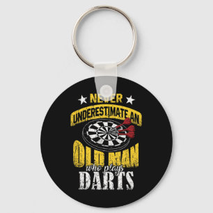 Mens Dart Player Never Underestimate An Old Man Wh Key Ring