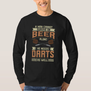 Mens Darts For Dartboard Player Beer And Darts T-Shirt