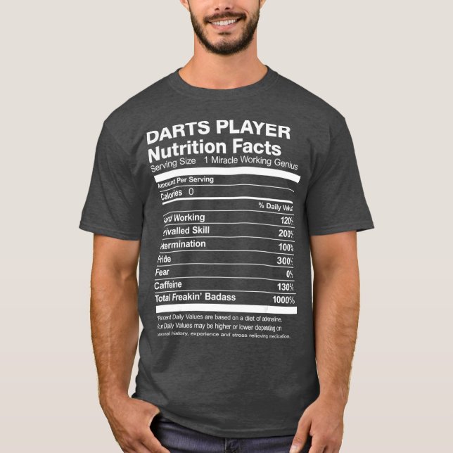 Mens Darts Player Nutrition Facts Funny T-Shirt (Front)