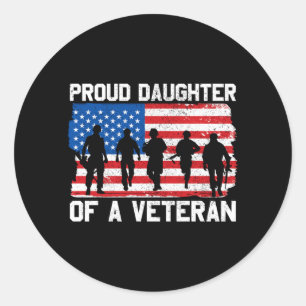 Mens Daughter Of Veteran Memorial Day Patriotic Classic Round Sticker