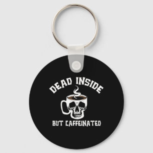 Mens Dead Inside But Caffeinated Skeleton Key Ring