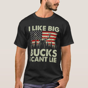Mens Deer Hunting Dad I Like Big Bucks USA Flag Fa T-Shirt