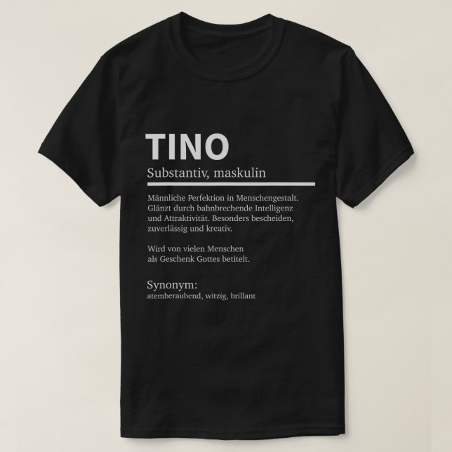 Mens Definition Tino Name Saying Tino First Name T T-Shirt (Design Front)