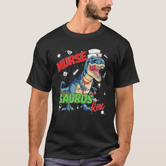 Mens  Dinosaur Scrub Nurse Life Coffee Rn Murse Nu T-Shirt (Front)
