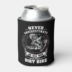 Mens Dirt Bike Funny Never Underestimate an Old Ma Can Cooler