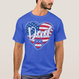 Mens Distressed American Flag Heart Video Game Dad T-Shirt
