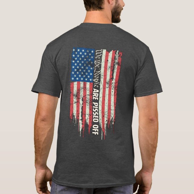 Men's Distressed American Flag We the People T-Shirt (Back)