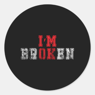 Mens Distressed Broken Invisible Illness Awareness Classic Round Sticker