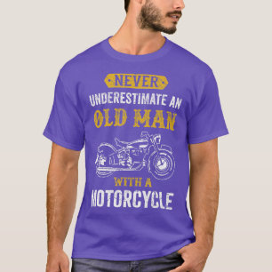 Mens Distressed Humour Motorcycle  Old Man Grandpa T-Shirt