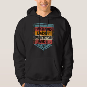 Mens Distressed Husband Daddy Protector Hero Fathe Hoodie