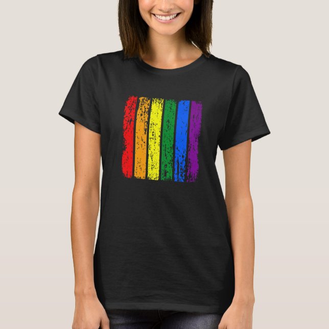 Mens Distressed Retro Lgbtq Pride Rainbow Pride Fl T-Shirt (Front)